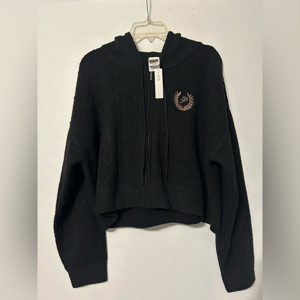 NWT Victoria’s Secret PINK soft knit full zip hooded sleep jacket—XXL